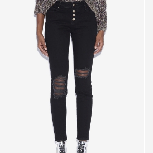ARMANI EXCHANGE j27 super skinny button fly jeans black women's 25 - Picture 1 of 13